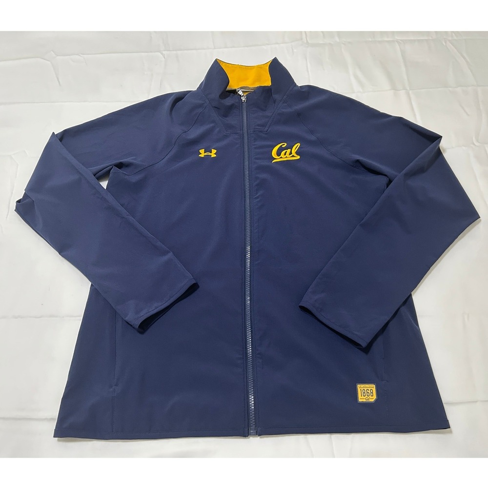 Under Armour Mens UC Berkeley Cal Golden Bears Full Zip Track Jacket Navy Blue M